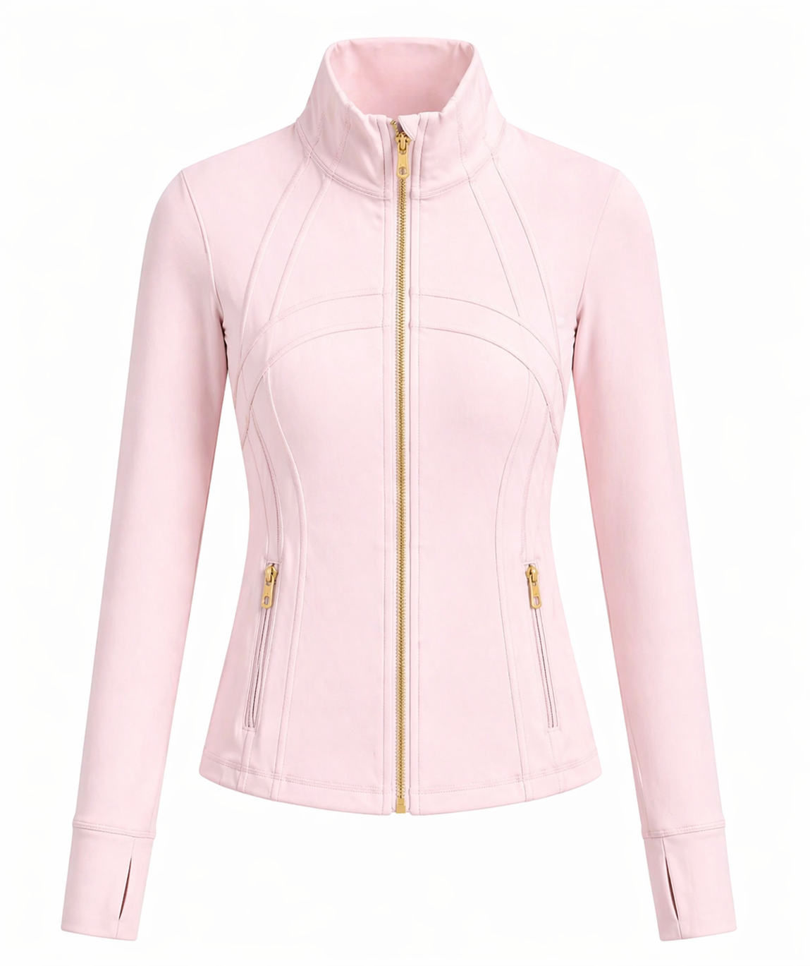 light pink lululemon zip up with gold zipper size (2)