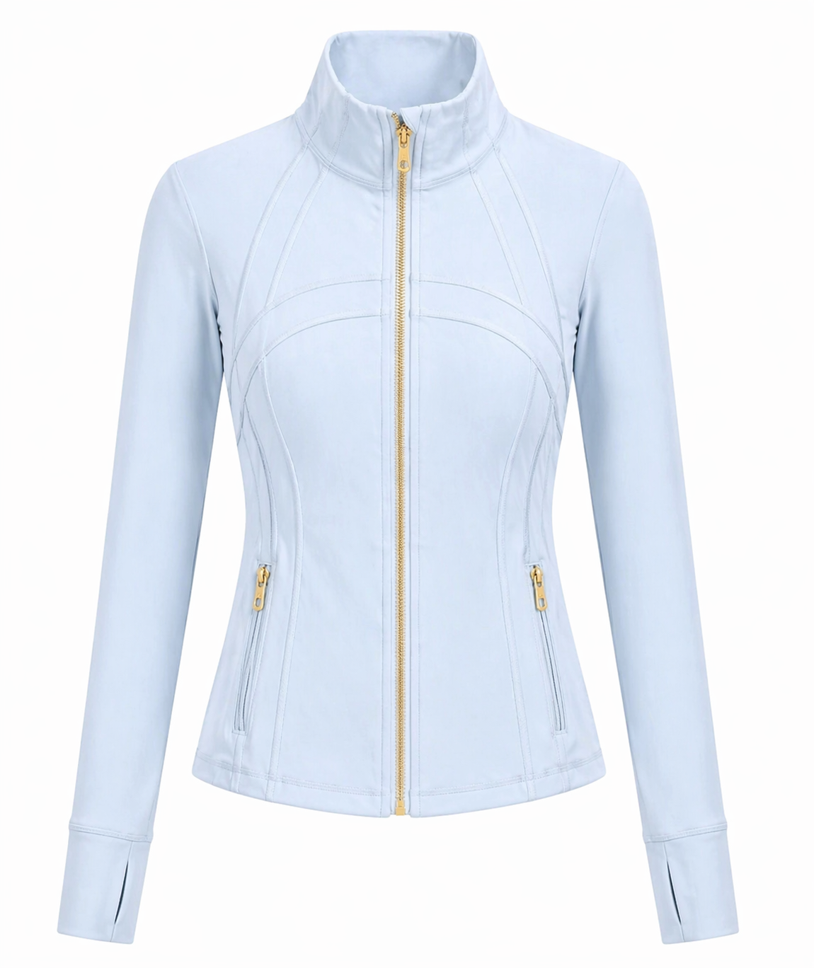 light blue lululemon women’s zip up jacket with Gold zipper size (2)